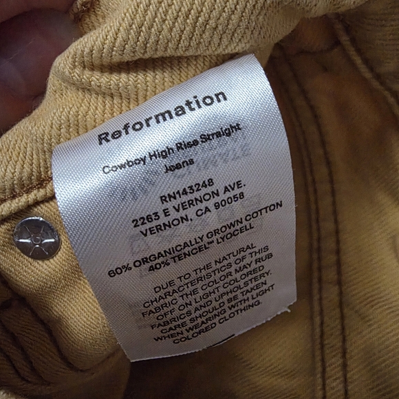 Reformation Cowboy High-Rise Straight Jeans – Mustard Yellow – Sustainable Denim - Picture 7 of 11
